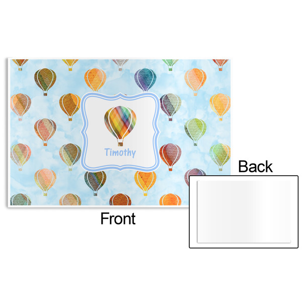 Watercolor Hot Air Balloons Disposable Paper Placemat - Front & Back