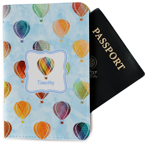 Custom Watercolor Hot Air Balloons Passport Holder - Fabric (Personalized)