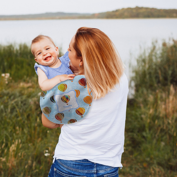 Watercolor Hot Air Balloons Peanut Shaped Burp - Lifestyle