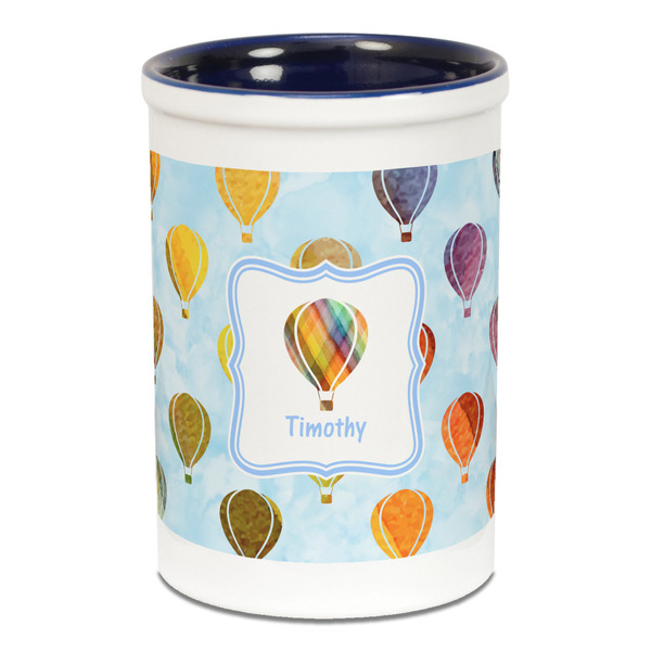 Watercolor Hot Air Balloons Pencil Holder - Blue