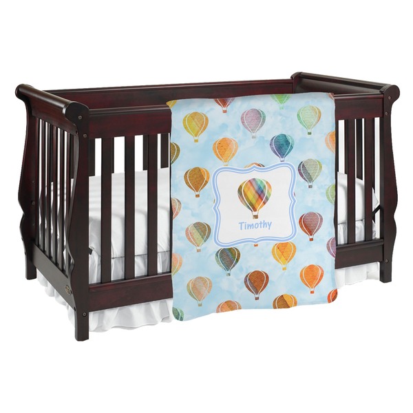 Custom Watercolor Hot Air Balloons Baby Blanket (Single Sided) (Personalized)