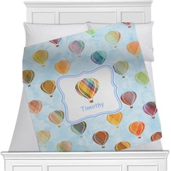 Watercolor Hot Air Balloons Minky Blanket - Twin / Full - 80"x60" - Single Sided (Personalized)