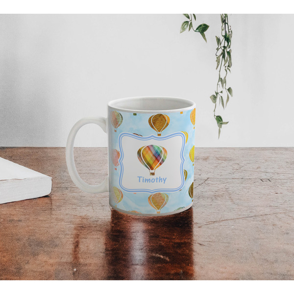 Watercolor Hot Air Balloons Personalized Coffee Mug - Lifestyle