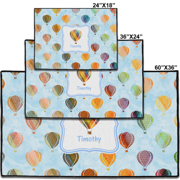 Watercolor Hot Air Balloons Personalized Door Mat - Group Parent IMF