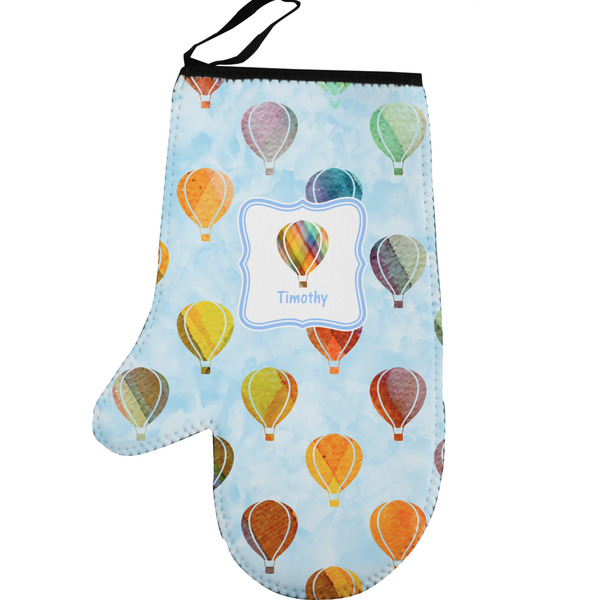 Watercolor Hot Air Balloons Personalized Oven Mitt - Left