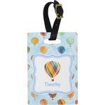 Watercolor Hot Air Balloons Plastic Luggage Tag - Rectangular w/ Name or Text