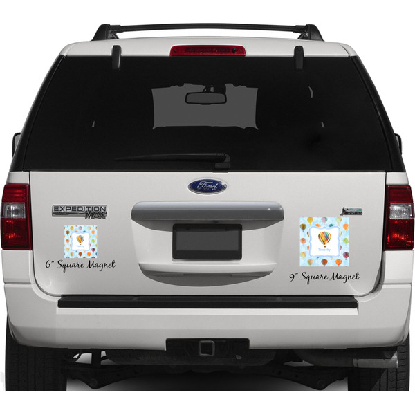 Watercolor Hot Air Balloons Personalized Square Car Magnets on Ford Explorer