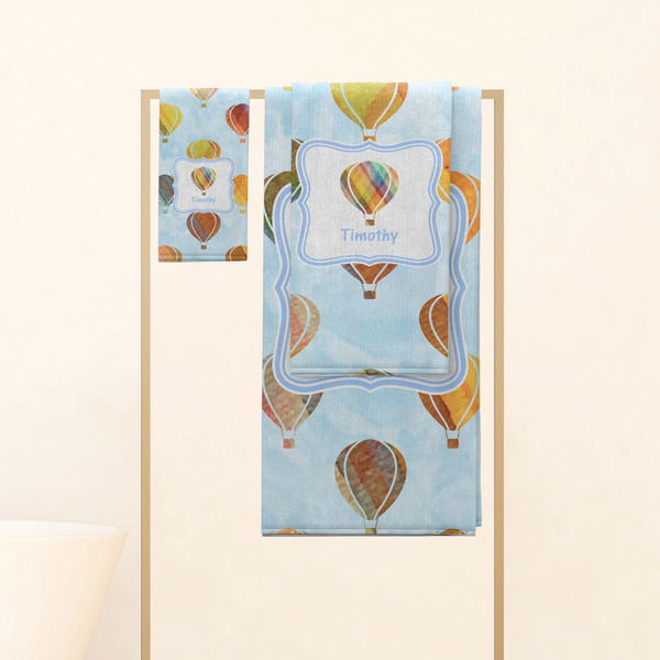 Watercolor Hot Air Balloons Personalized Towel Set