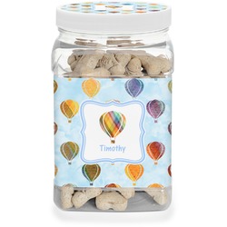 Watercolor Hot Air Balloons Dog Treat Jar (Personalized)