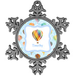 Watercolor Hot Air Balloons Vintage Snowflake Ornament (Personalized)