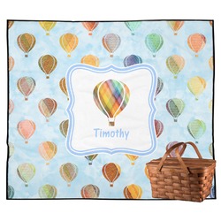 Watercolor Hot Air Balloons Outdoor Picnic Blanket (Personalized)