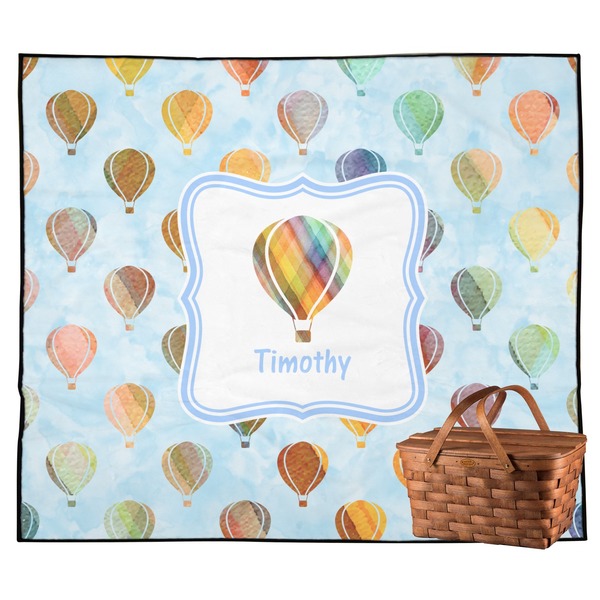 Custom Watercolor Hot Air Balloons Outdoor Picnic Blanket (Personalized)