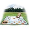 Watercolor Hot Air Balloons Picnic Blanket - with Basket Hat and Book - in Use