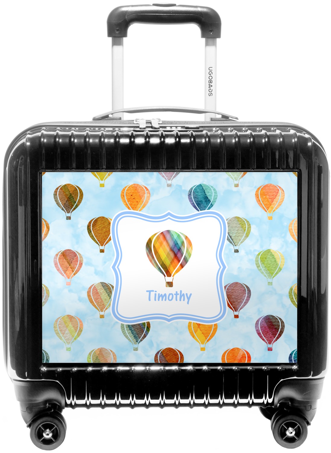 Checked Personalized 24Medium Watercolor Hot Air Balloons Suitcase