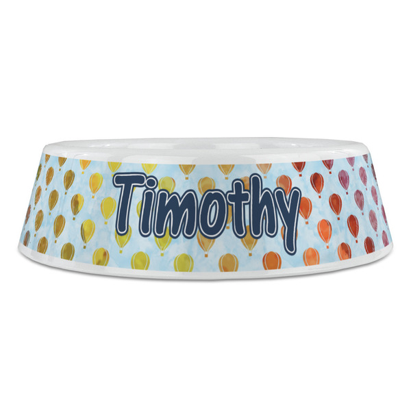 Watercolor Hot Air Balloons Plastic Pet Bowls - Large - FRONT