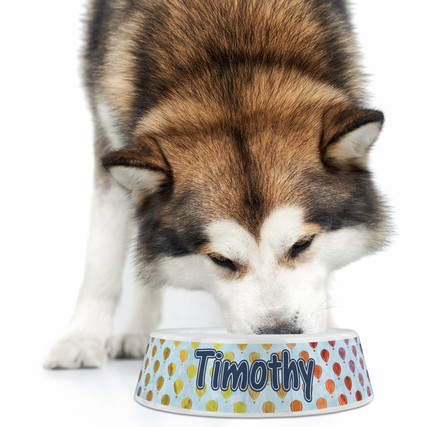 Watercolor Hot Air Balloons Plastic Pet Bowls - Large - LIFESTYLE