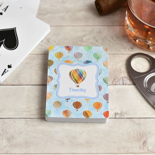 Watercolor Hot Air Balloons Playing Cards - In Context