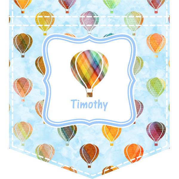 Custom Watercolor Hot Air Balloons Iron On Faux Pocket (Personalized)