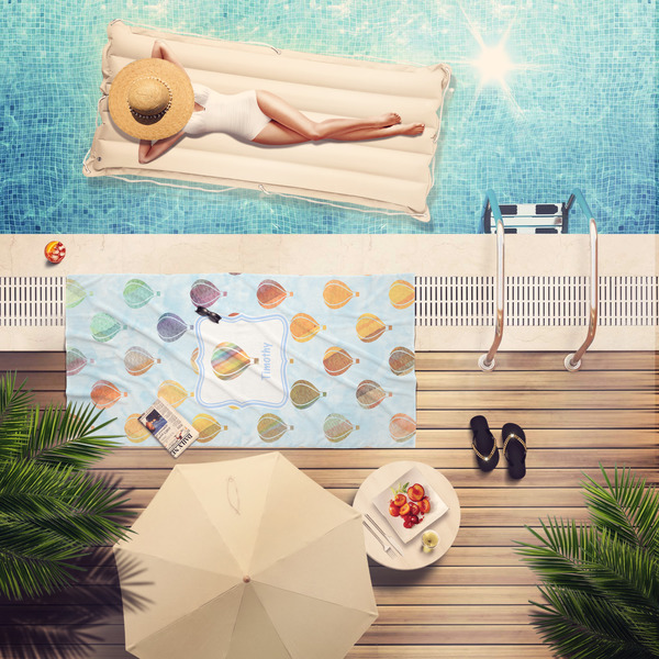 Watercolor Hot Air Balloons Pool Towel Lifestyle