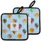 Watercolor Hot Air Balloons Pot Holders - Set of 2 w/ Name or Text