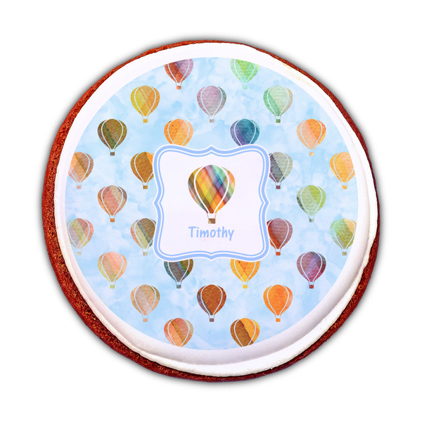 Watercolor Hot Air Balloons Printed Icing Circle - Medium - On Cookie