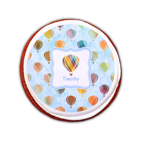 Watercolor Hot Air Balloons Printed Icing Circle - Small - On Cookie