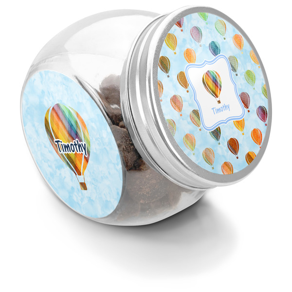 Custom Watercolor Hot Air Balloons Puppy Treat Jar (Personalized)