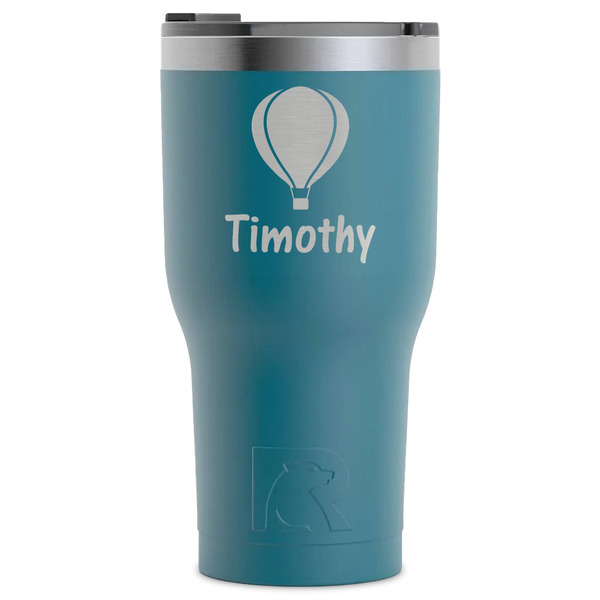 Custom Watercolor Hot Air Balloons RTIC Tumbler - Dark Teal - Laser Engraved - Single-Sided (Personalized)