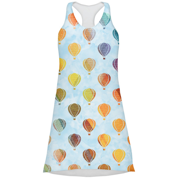 Custom Watercolor Hot Air Balloons Racerback Dress - Large