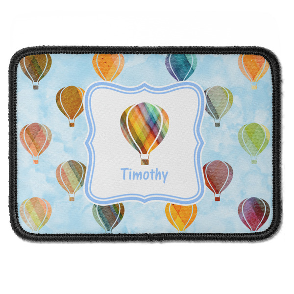 Custom Watercolor Hot Air Balloons Iron On Rectangle Patch w/ Name or Text