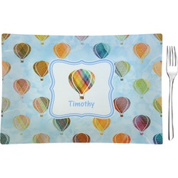 Watercolor Hot Air Balloons Glass Rectangular Appetizer / Dessert Plate (Personalized)