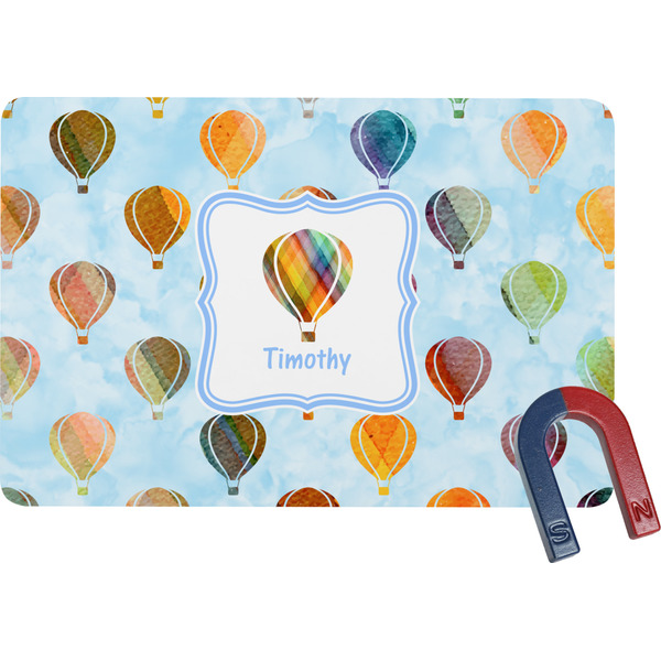 Custom Watercolor Hot Air Balloons Rectangular Fridge Magnet (Personalized)