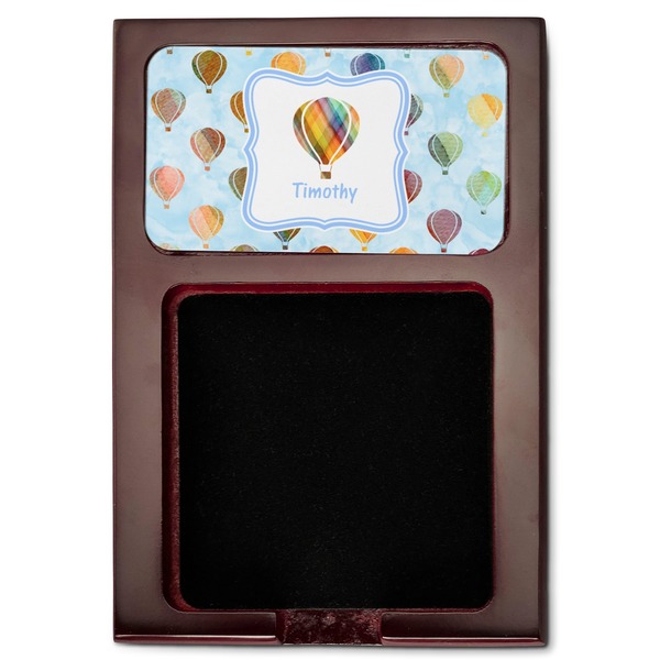 Watercolor Hot Air Balloons Red Mahogany Sticky Note Holder - Flat