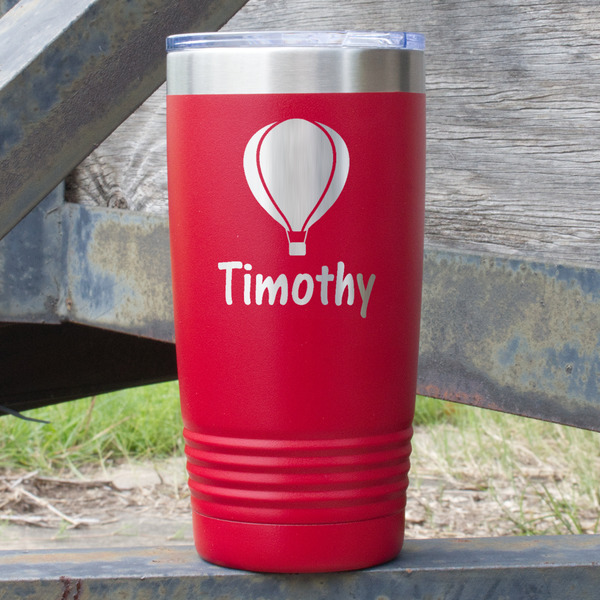 Custom Watercolor Hot Air Balloons 20 oz Stainless Steel Tumbler - Red - Single Sided (Personalized)
