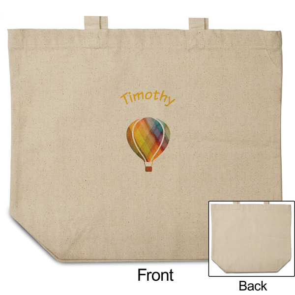 Watercolor Hot Air Balloons Reusable Cotton Grocery Bag - Front & Back View