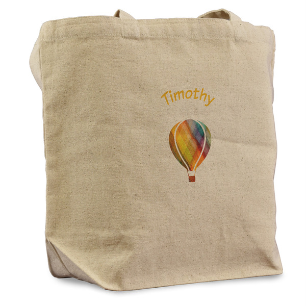 Custom Watercolor Hot Air Balloons Reusable Cotton Grocery Bag - Single (Personalized)