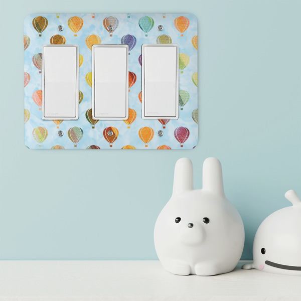 Watercolor Hot Air Balloons Rocker Light Switch Covers - Triple - IN CONTEXT