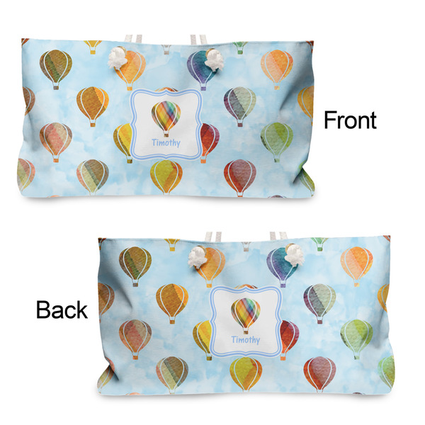 Watercolor Hot Air Balloons Large Rope Tote - From & Back View