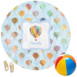 Watercolor Hot Air Balloons Round Beach Towel (Personalized)