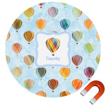 Watercolor Hot Air Balloons Round Car Magnet - 10" (Personalized)