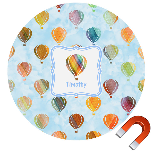 Custom Watercolor Hot Air Balloons Round Car Magnet - 10" (Personalized)