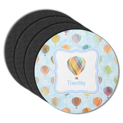 Watercolor Hot Air Balloons Round Rubber Backed Coasters - Set of 4 (Personalized)