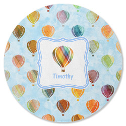 Watercolor Hot Air Balloons Round Rubber Backed Coaster (Personalized)