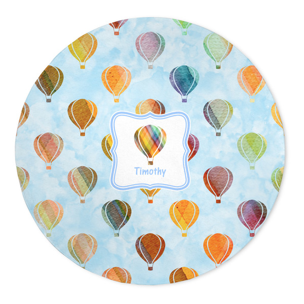 Custom Watercolor Hot Air Balloons 5' Round Indoor Area Rug (Personalized)