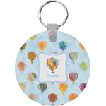 Watercolor Hot Air Balloons Round Plastic Keychain (Personalized)