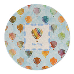 Watercolor Hot Air Balloons Round Linen Placemat - Single Sided (Personalized)
