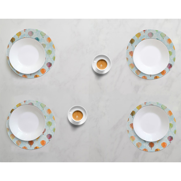 Watercolor Hot Air Balloons Round Linen Placemats - LIFESTYLE (set of 4)