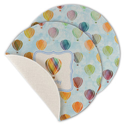 Watercolor Hot Air Balloons Round Linen Placemat - Single Sided - Set of 4 (Personalized)