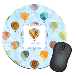Watercolor Hot Air Balloons Round Mouse Pad (Personalized)