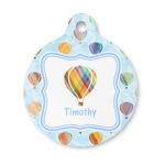 Watercolor Hot Air Balloons Round Pet ID Tag - Small (Personalized)